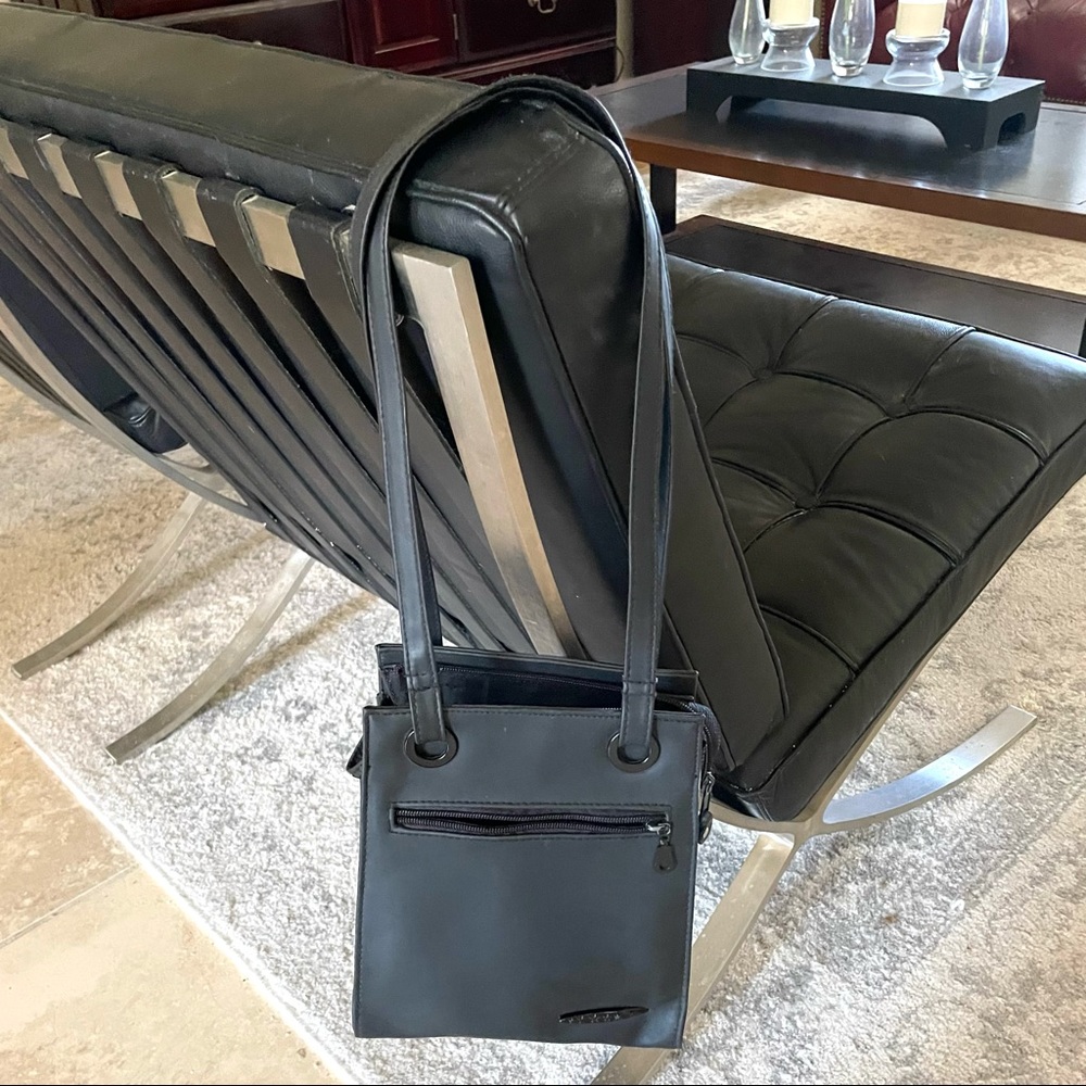 Vegan black square backpack shoulder tote